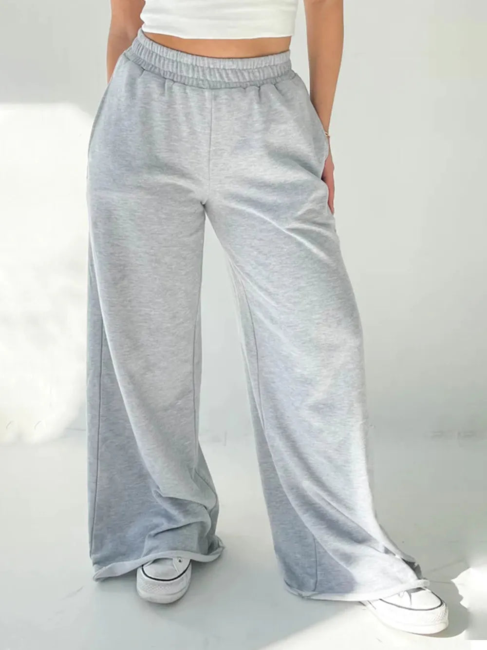 Elastic Waist Wide Leg Pants – Trendsi | ClozArt