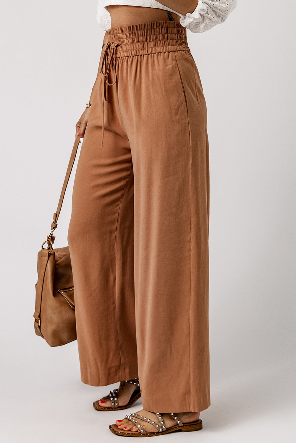 Drawstring Smocked Waist Wide Leg Pants – Trendsi | ClozArt