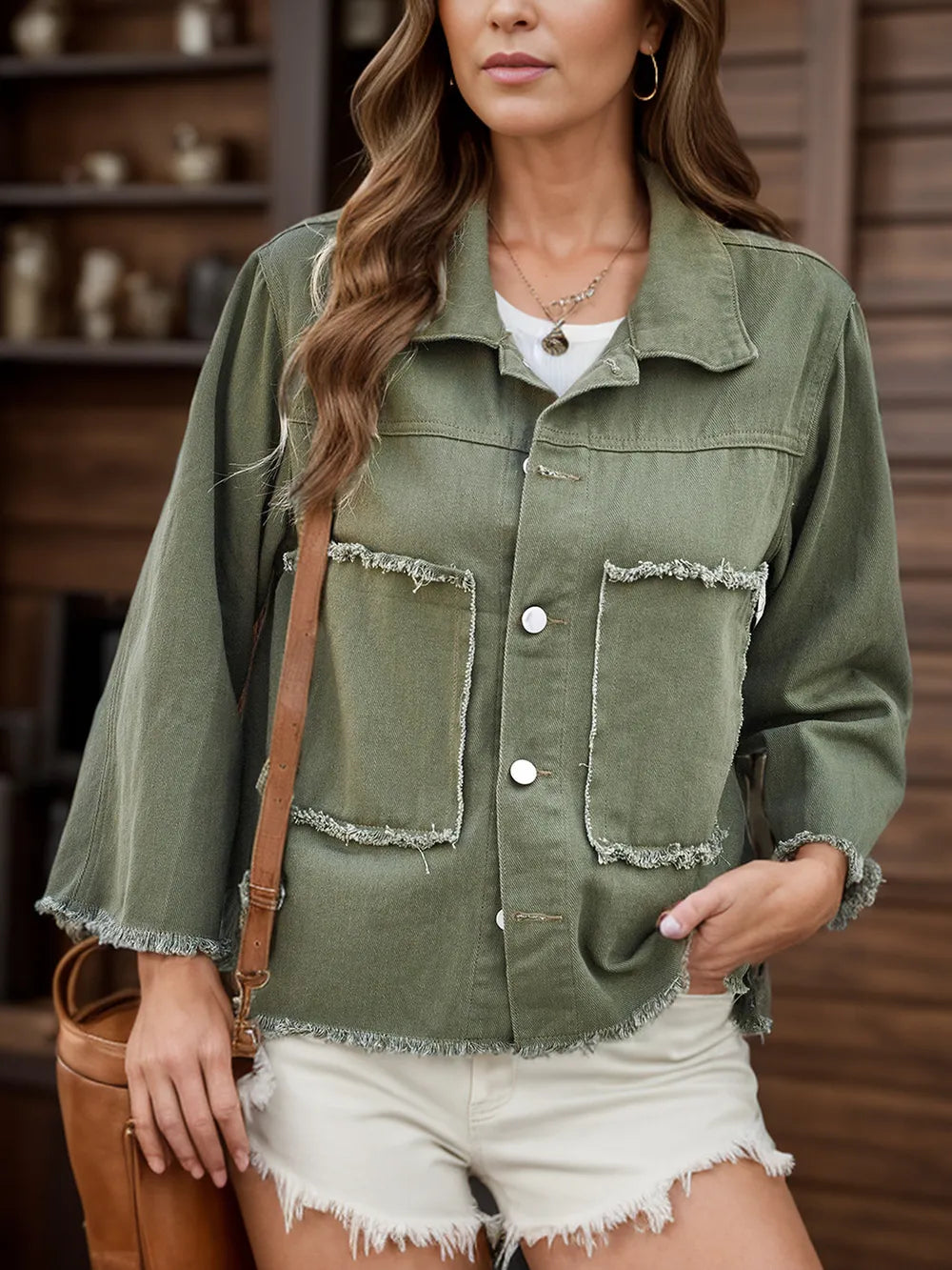 Raw Hem Button Up Denim Jacket – Trendsi | ClozArt