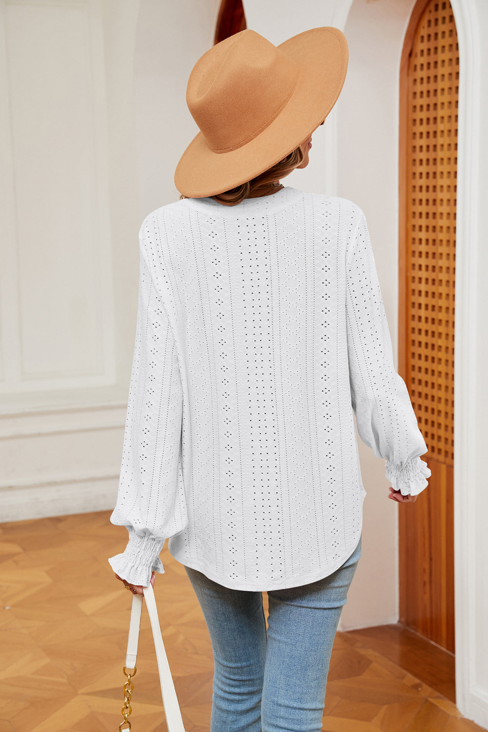 Notched Neck Flounce Sleeve Blouse – Trendsi | ClozArt