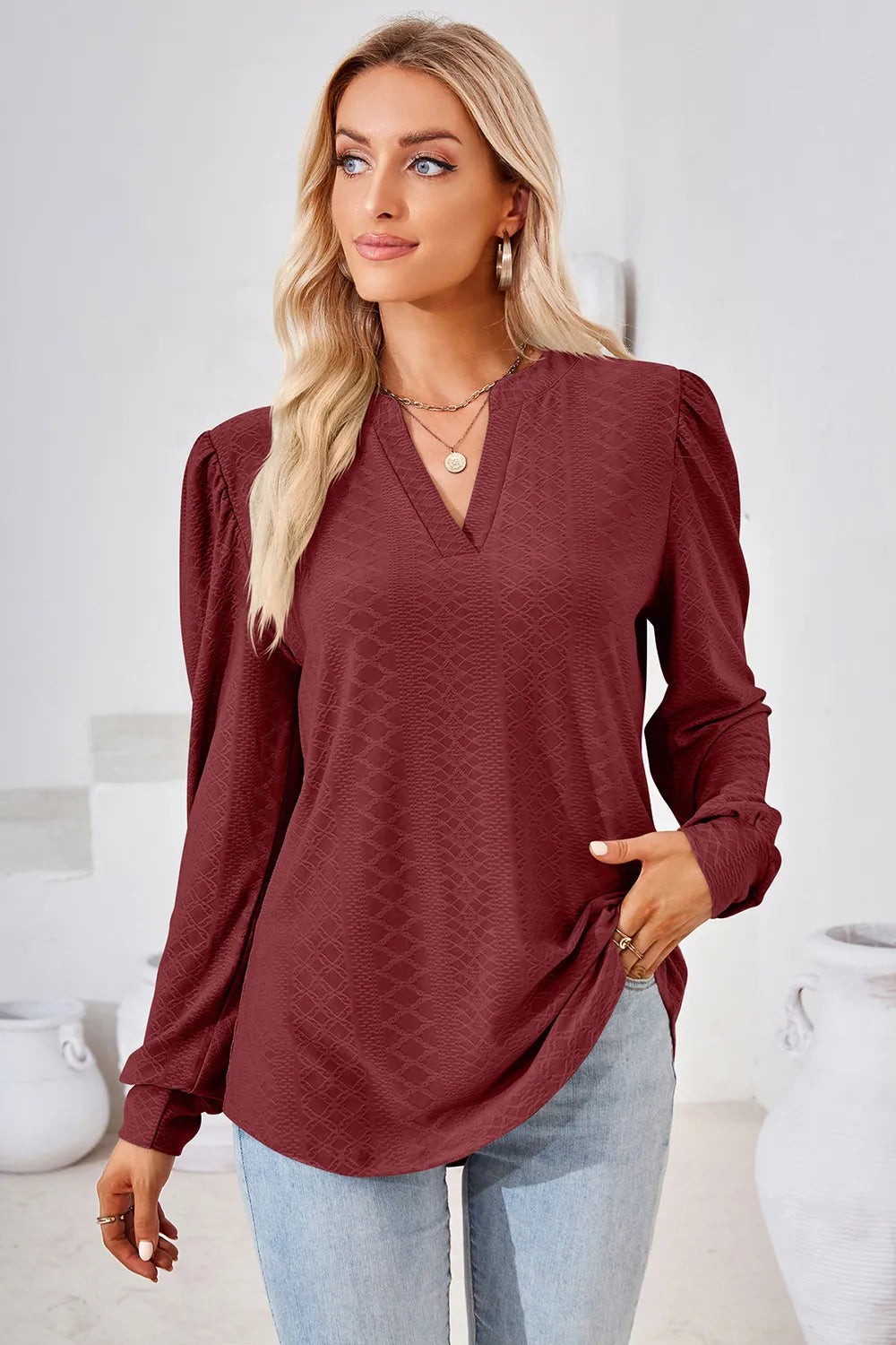 Notched Long Sleeve T-Shirt – Trendsi | ClozArt