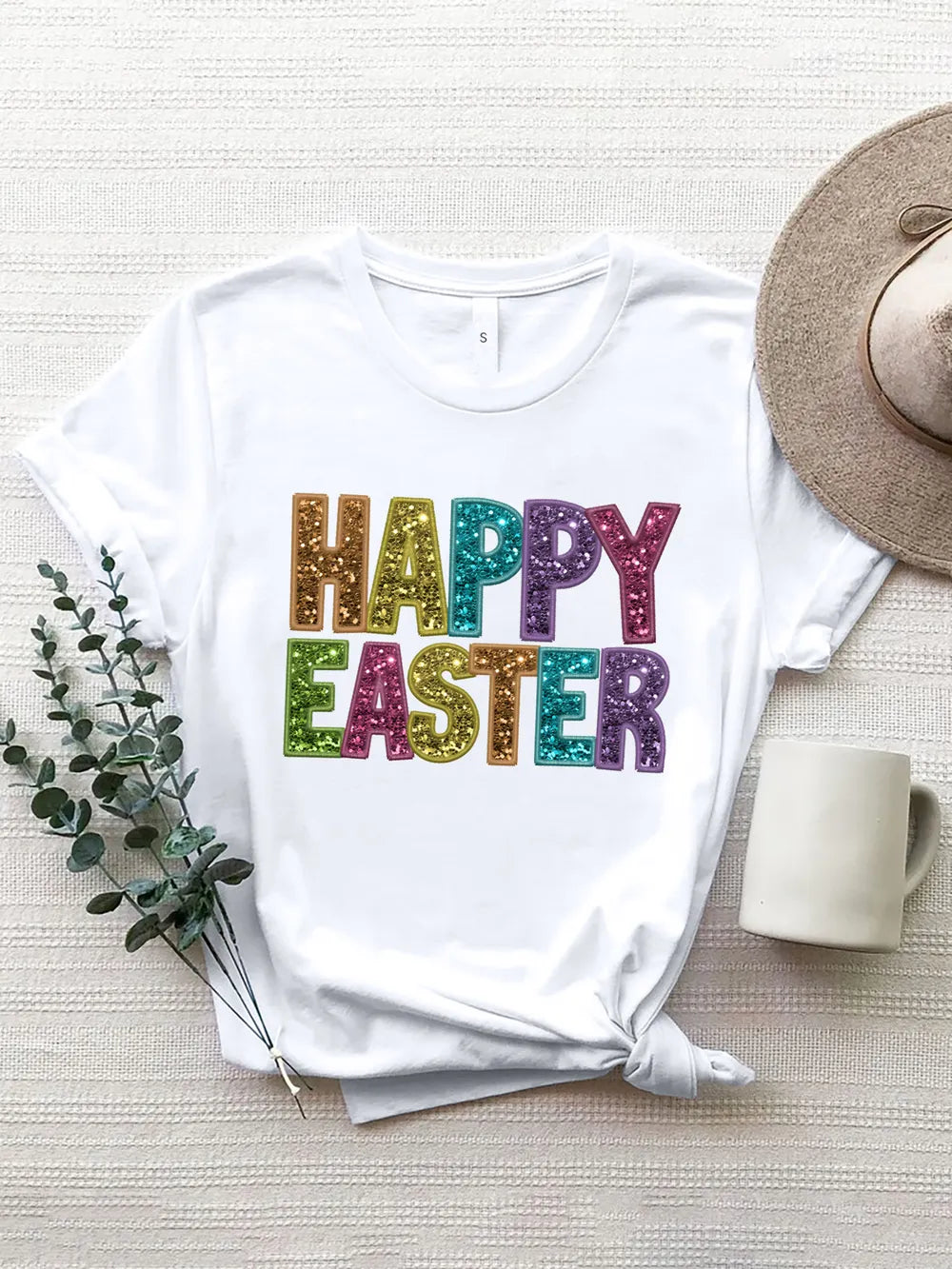 HAPPY EASTER Round Neck Short Sleeve T-Shirt – Trendsi | ClozArt