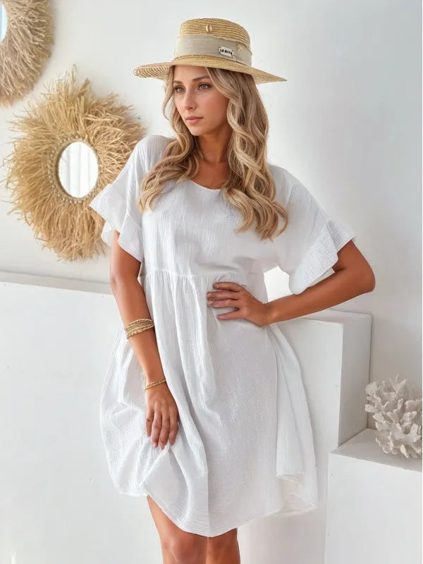 Round Neck Short Sleeve Mini Dress – Trendsi | ClozArt