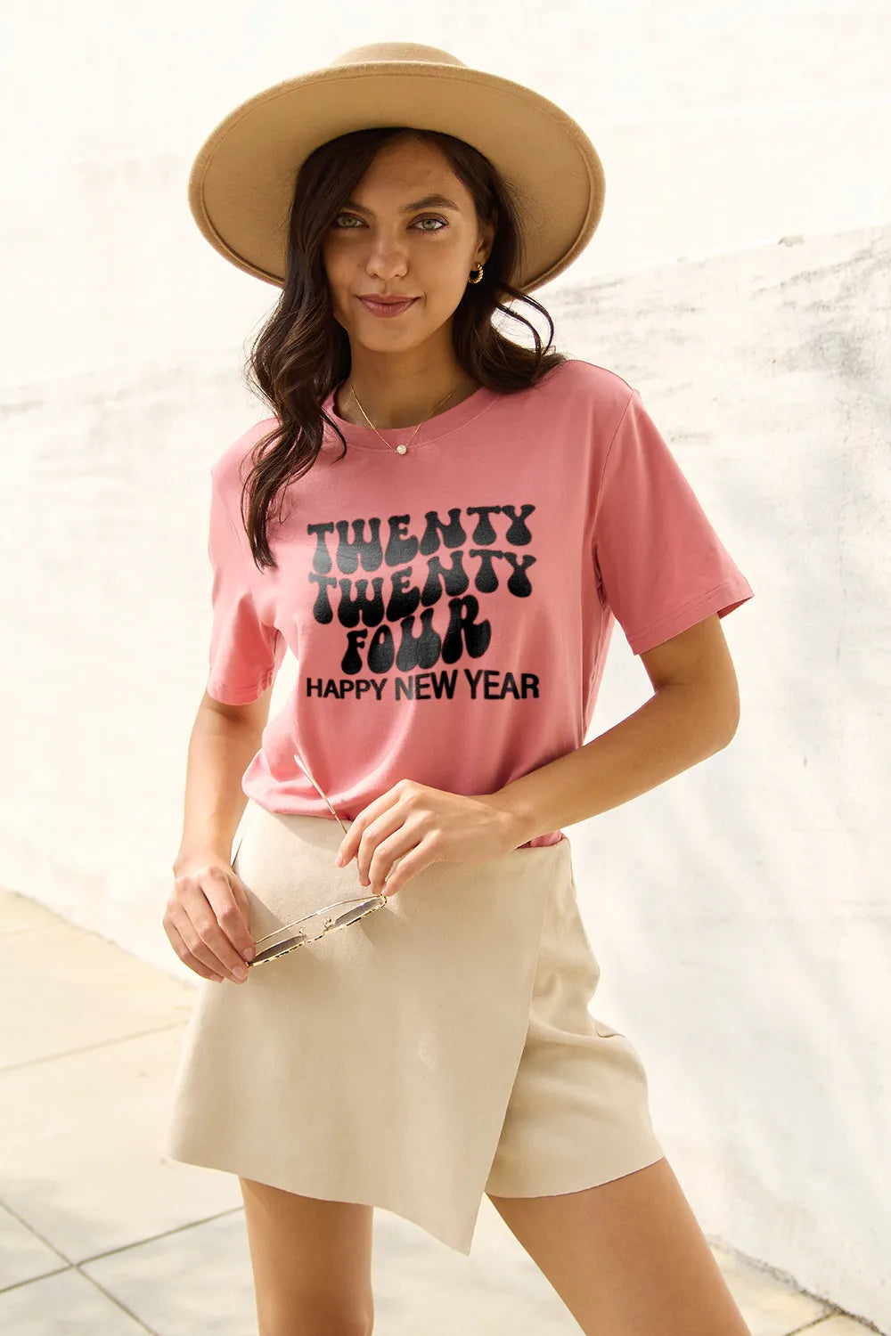 Simply Love Full Size TWENTY TWENTY FOUR HAPPY NEW YEAR Short Sleeve T-Shirt – Trendsi | ClozArt