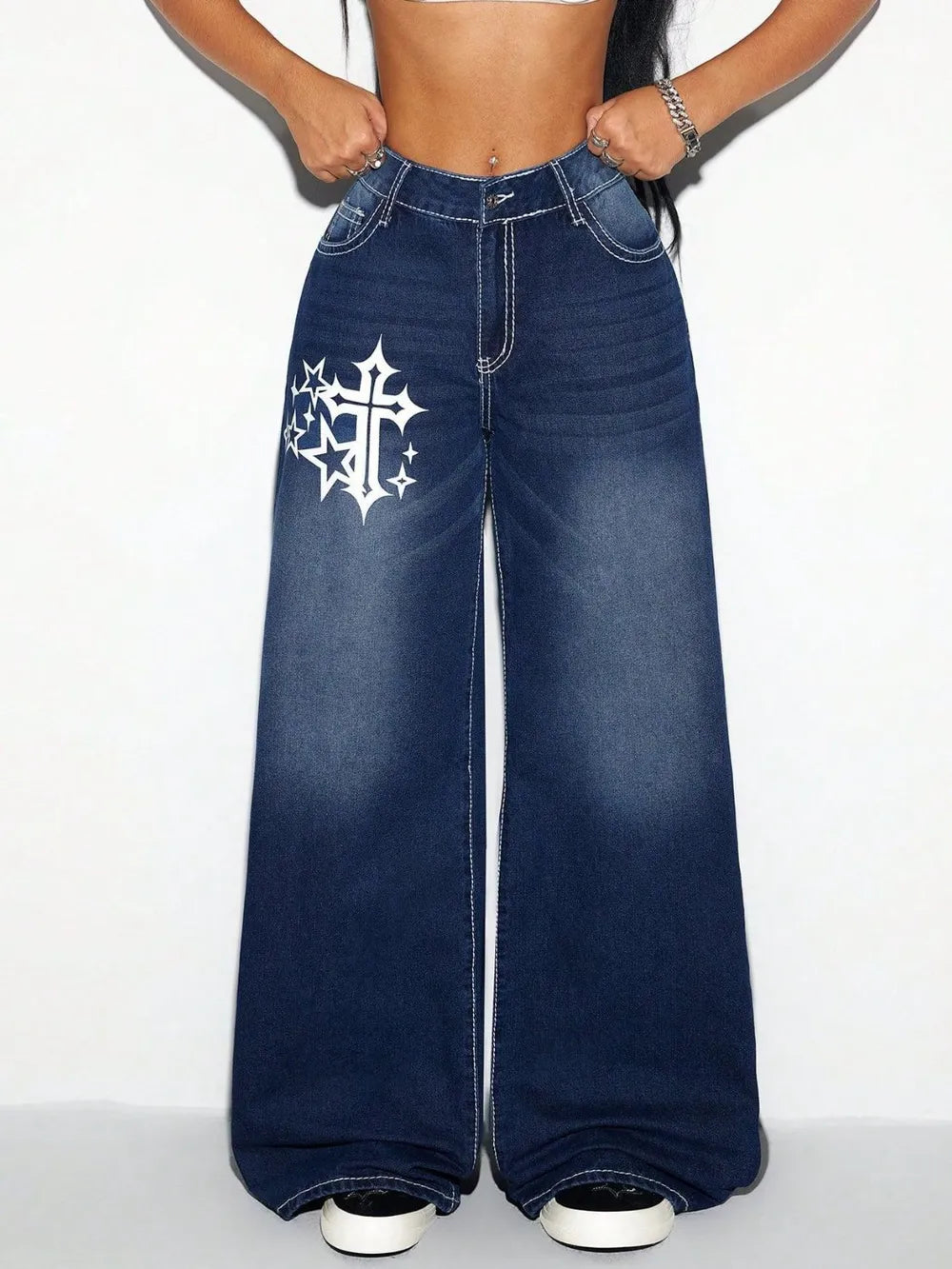 Cross Wide Leg Jeans – Trendsi | ClozArt