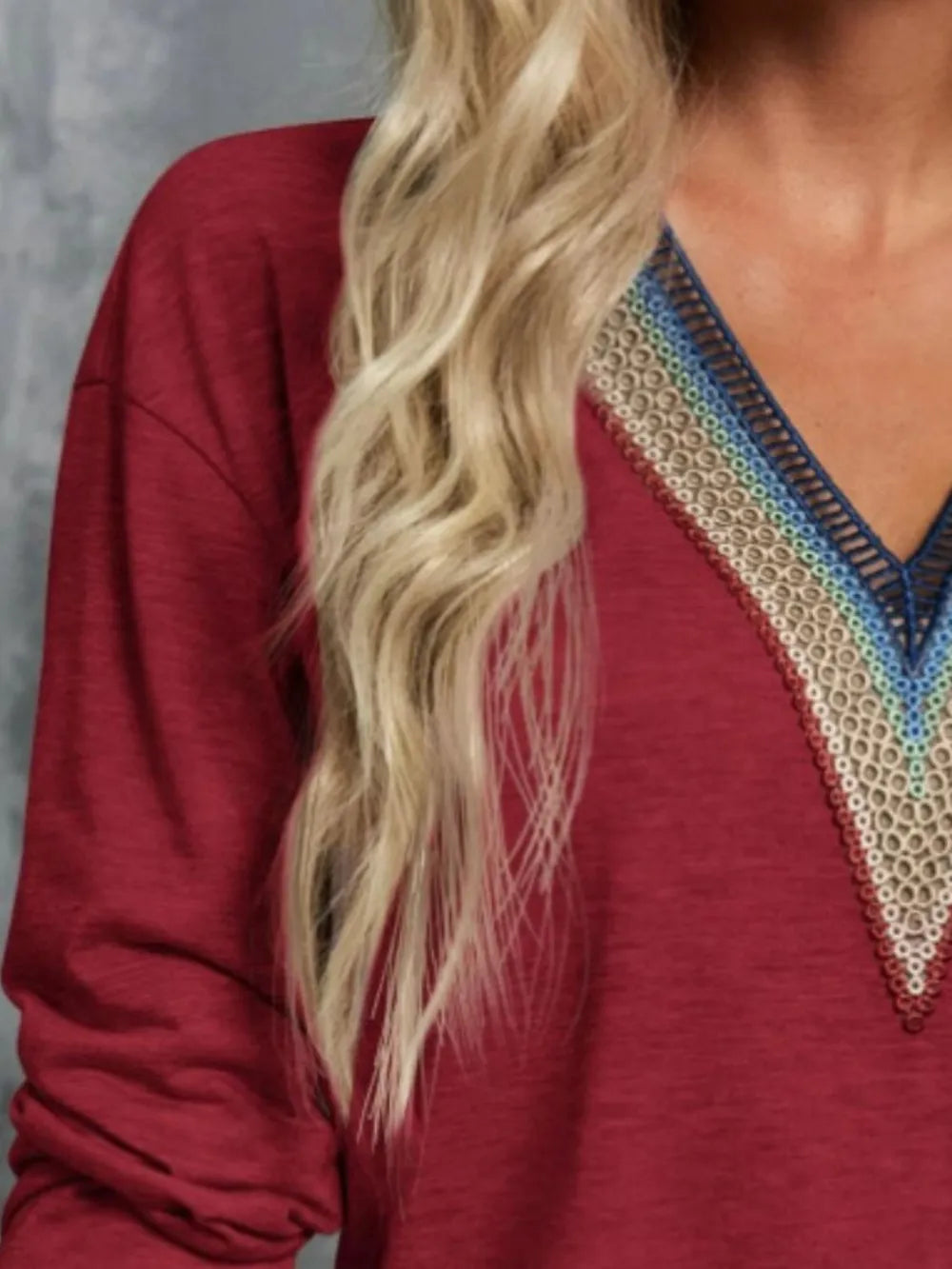V-Neck Long Sleeve T-Shirt – Trendsi | ClozArt