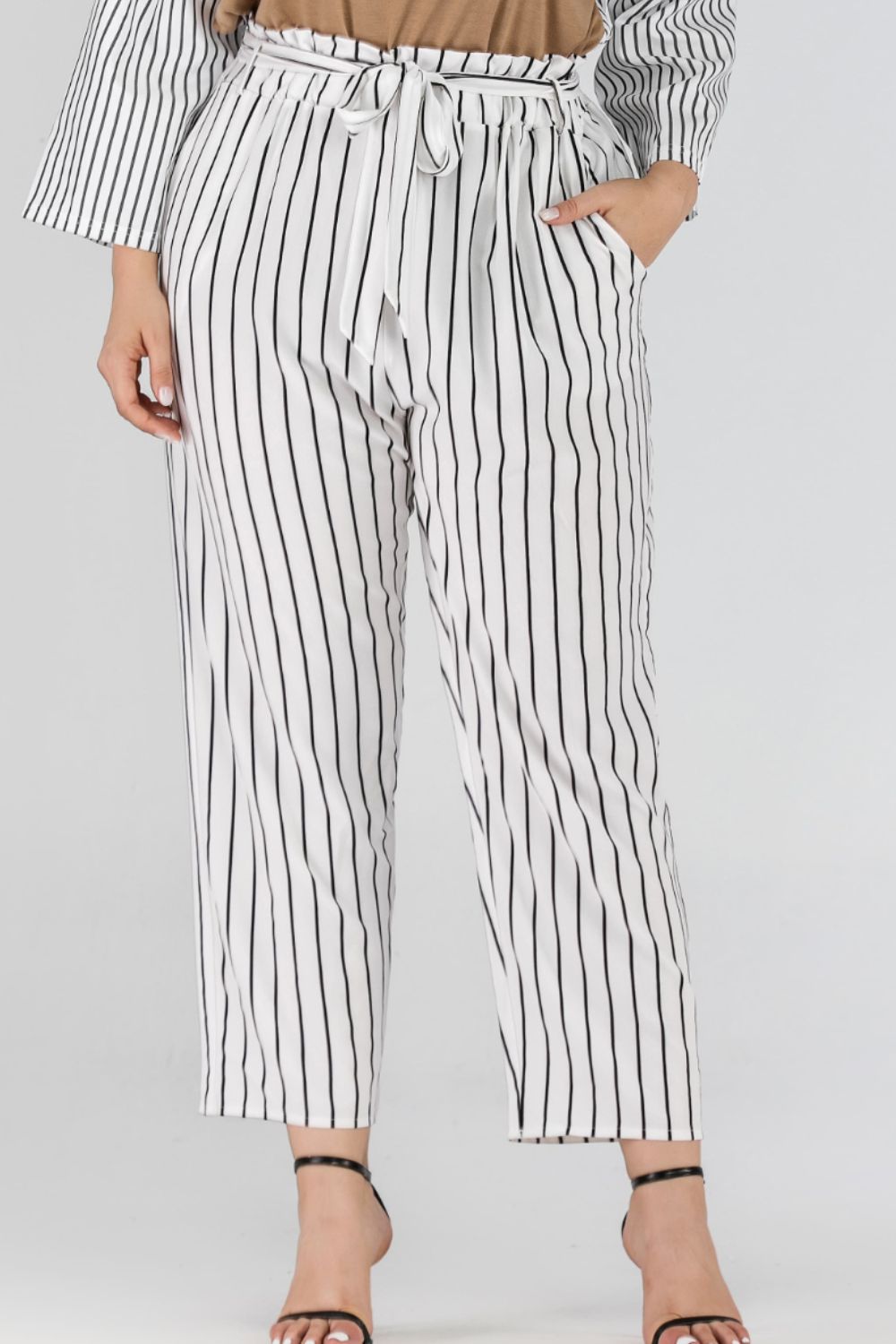 Full Size Striped Paperbag Waist Cropped Pants – Trendsi | ClozArt