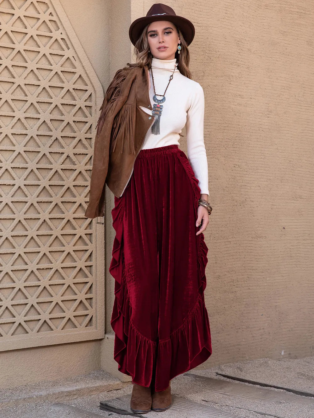 Slit Ruffled Wide Leg Pants – Trendsi | ClozArt