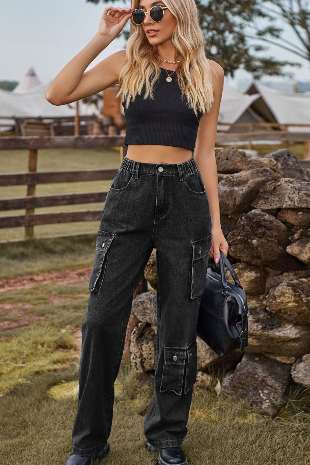 Loose Fit Long Jeans with Pockets – Trendsi | ClozArt