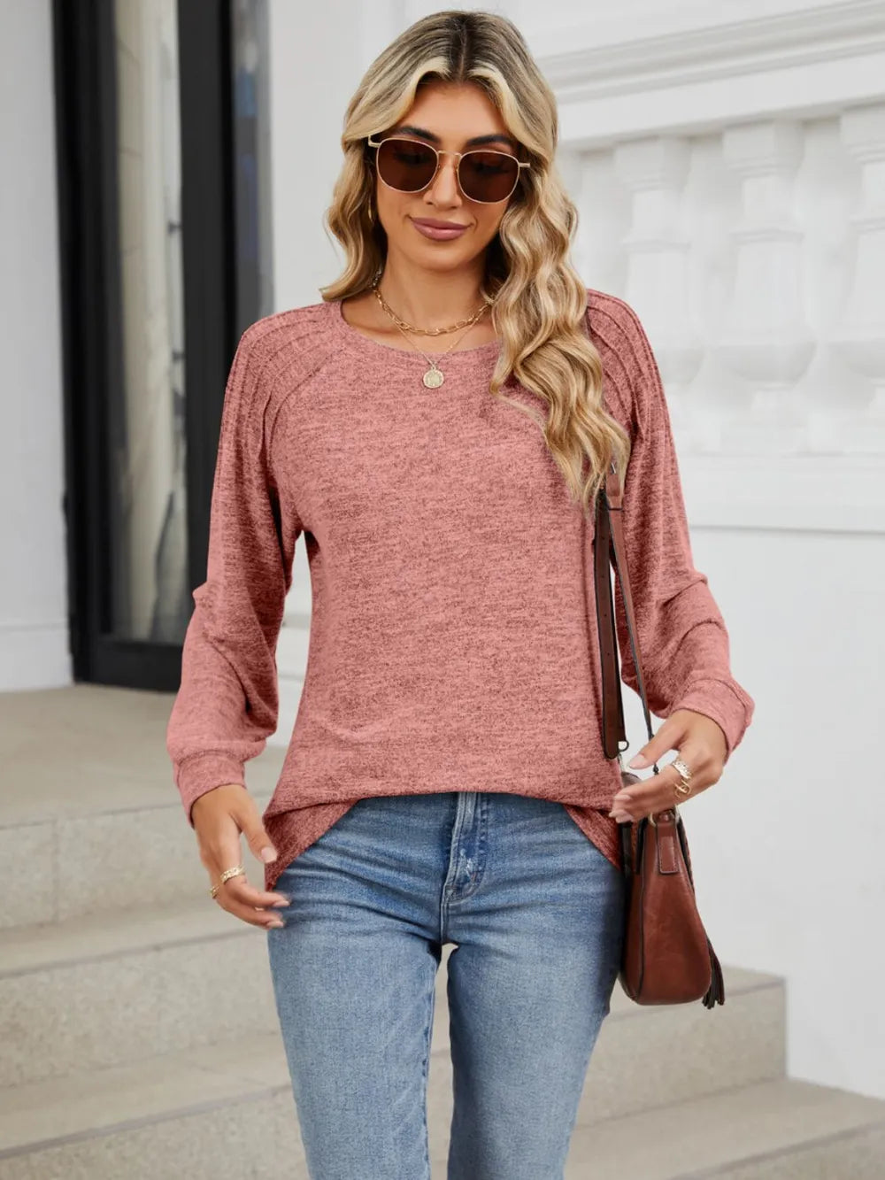 Round Neck Long Sleeve T-Shirt – Trendsi | ClozArt