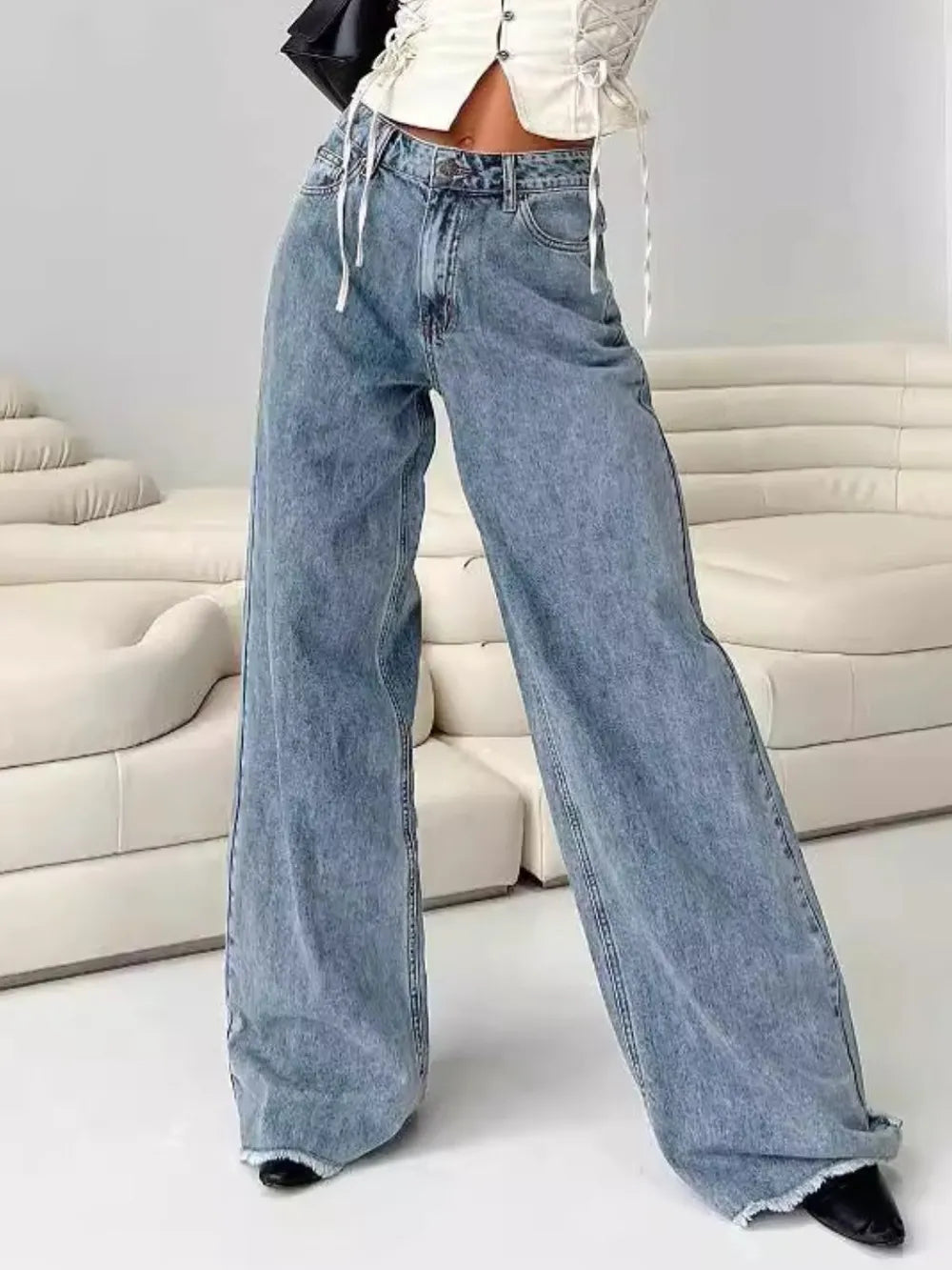 Wide Leg Jeans with Pockets – Trendsi | ClozArt