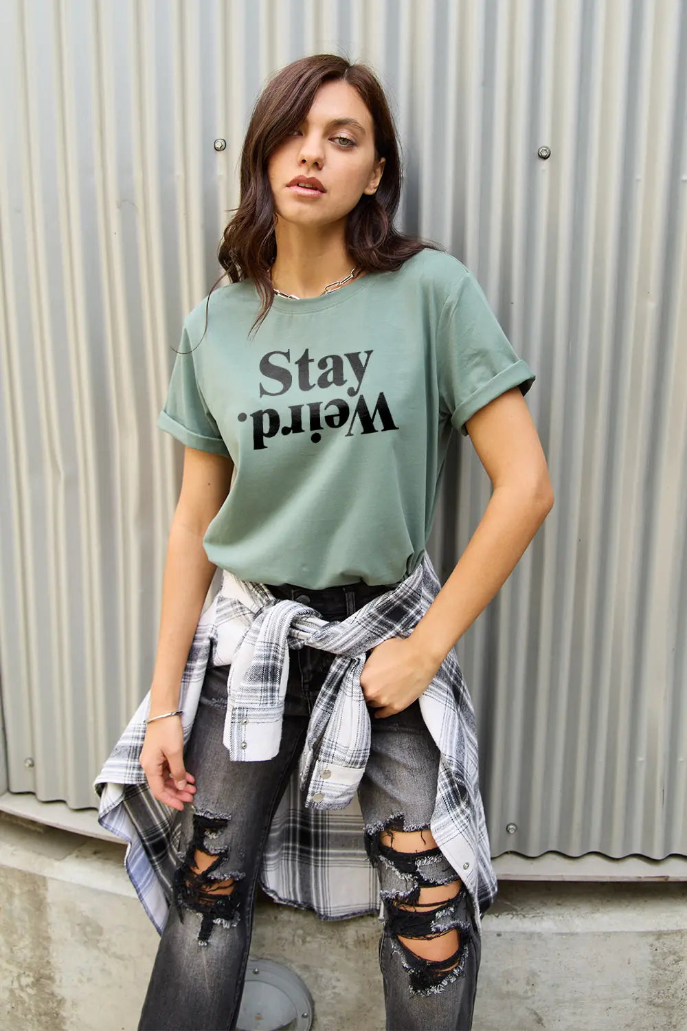 Simply Love Full Size STAY WEIRD Short Sleeve T-Shirt – Trendsi | ClozArt