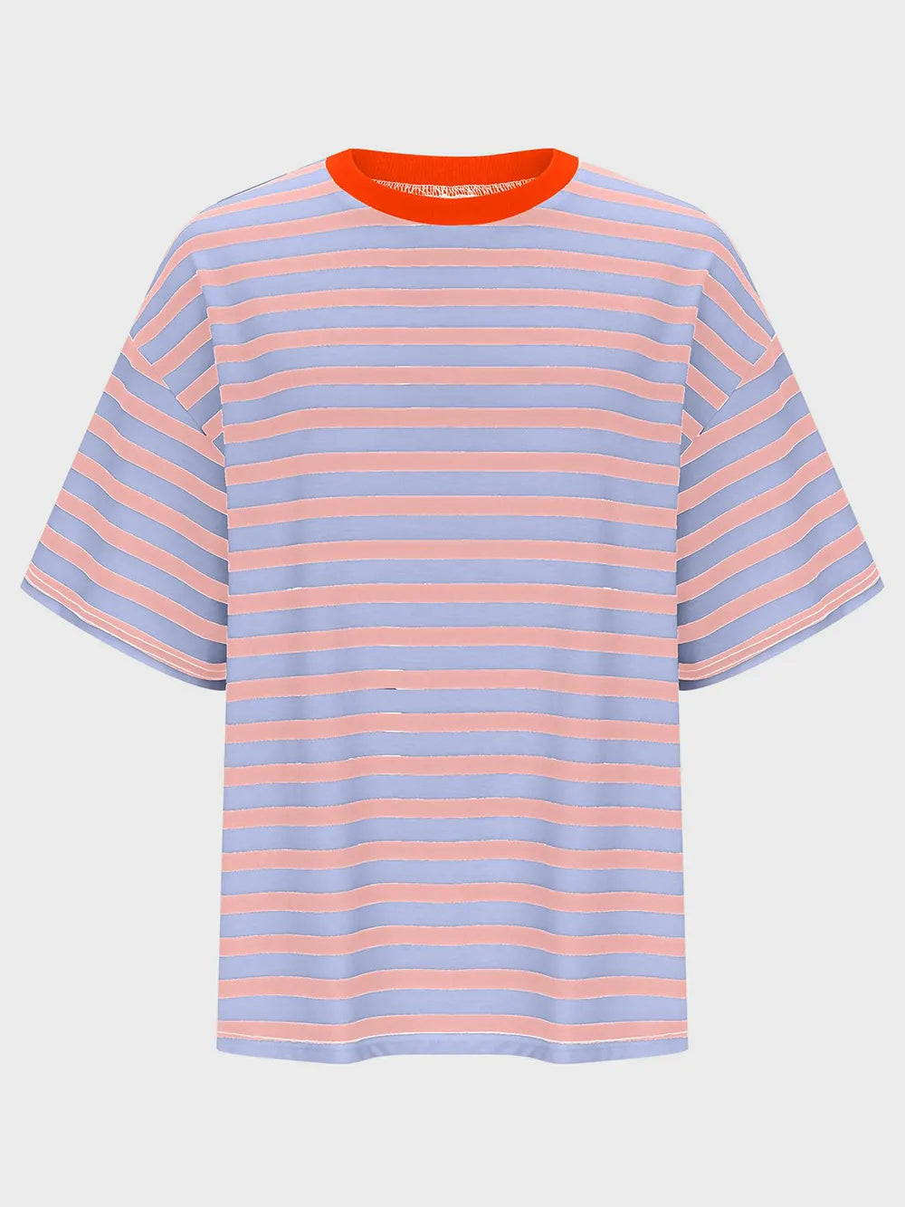 Striped Round Neck Half Sleeve T-Shirt – Trendsi | ClozArt
