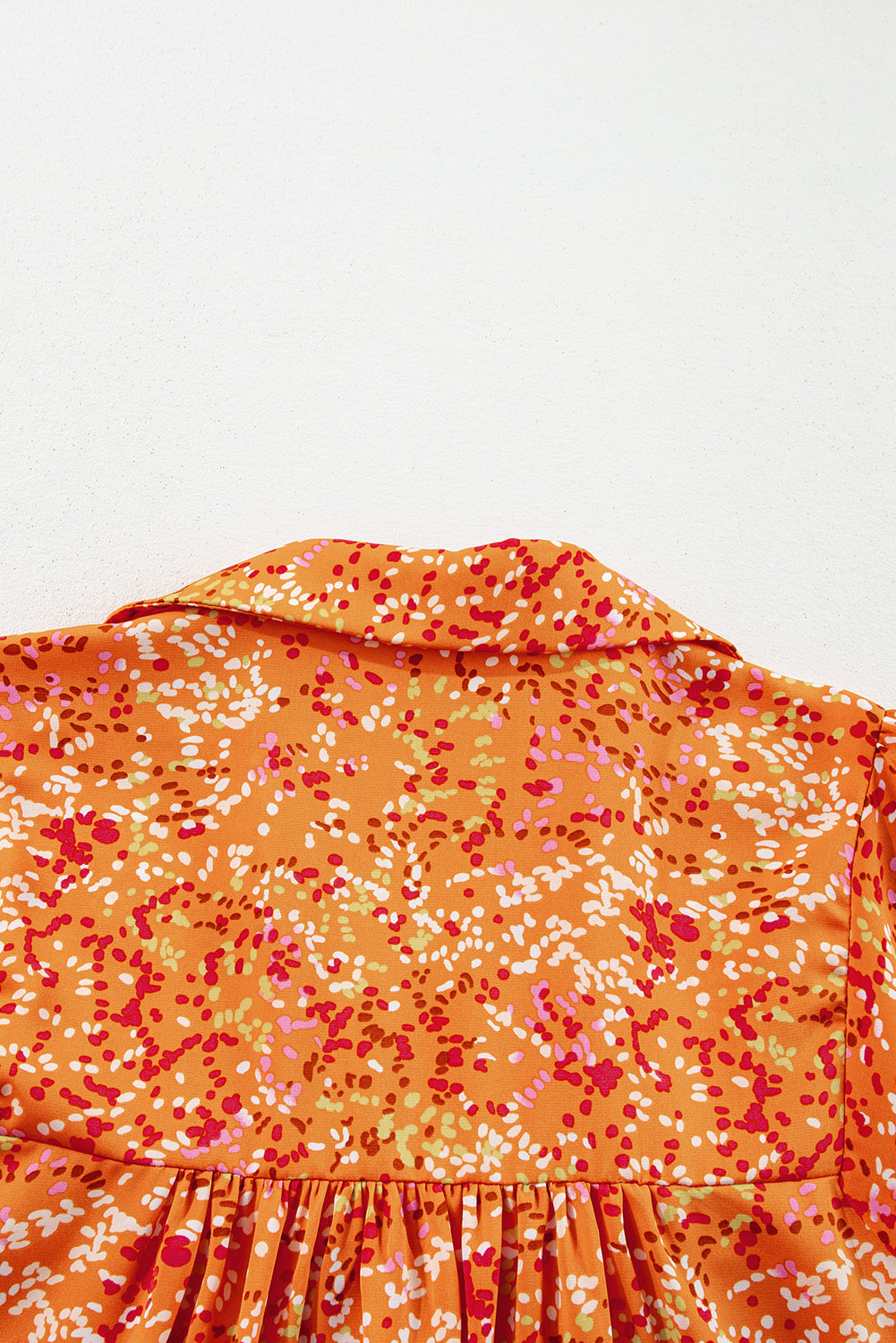 Orange Abstract Print Loose Fit Collared V Neck Babydoll Blouse – Shewin | ClozArt