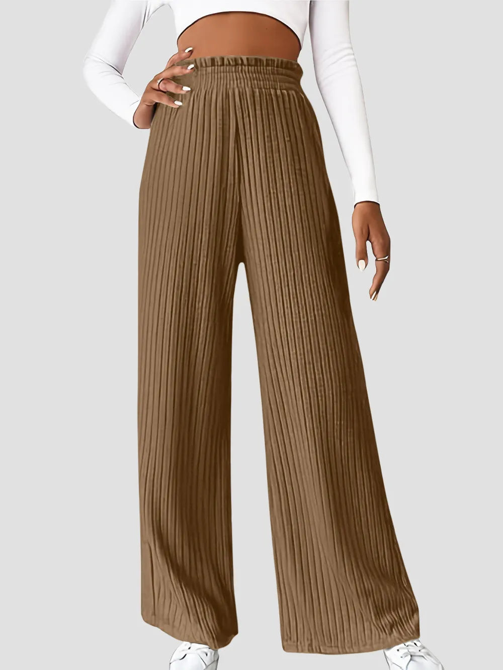 Ribbed High Waist Pants – Trendsi | ClozArt