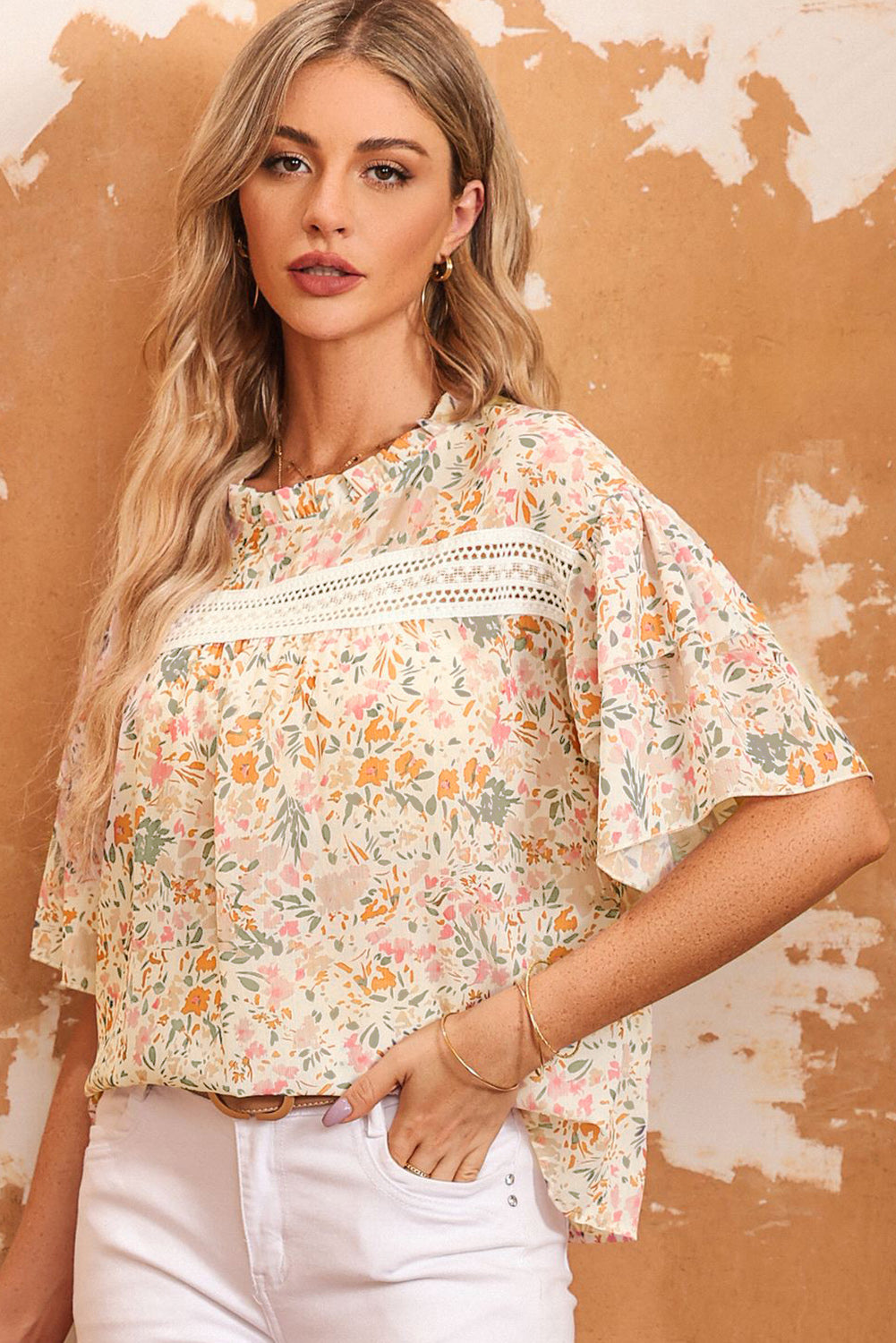 Floral Round Neck Short Sleeve Blouse – Trendsi | ClozArt