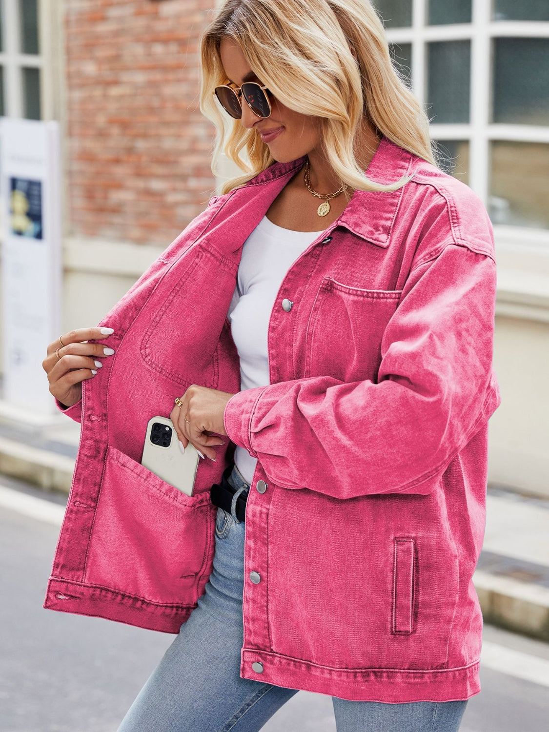 Button Up Denim Jacket with Pockets – Trendsi | ClozArt