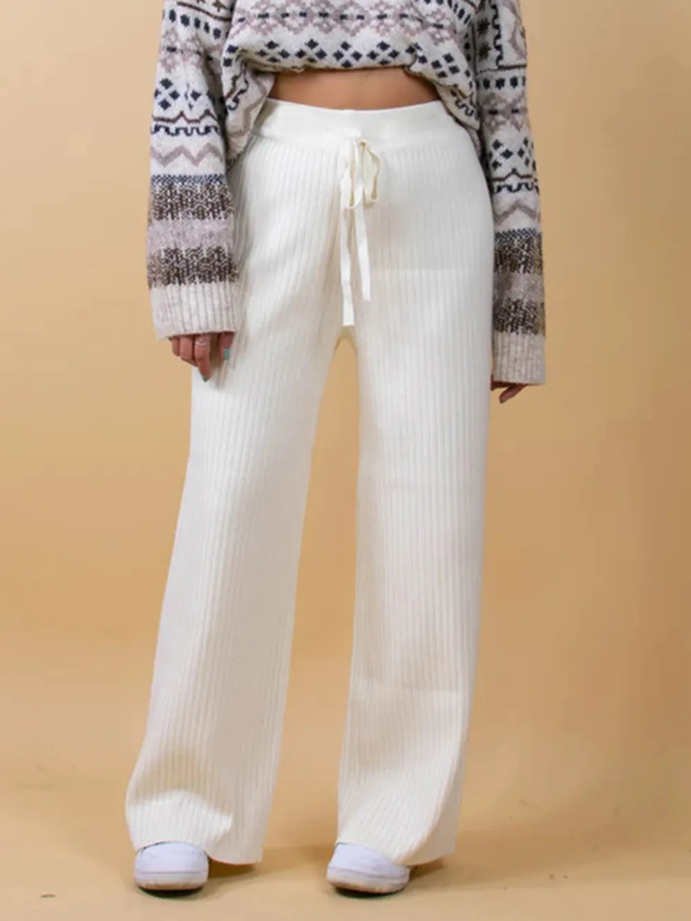 Ribbed Wide Leg Sweater Pants – Trendsi | ClozArt
