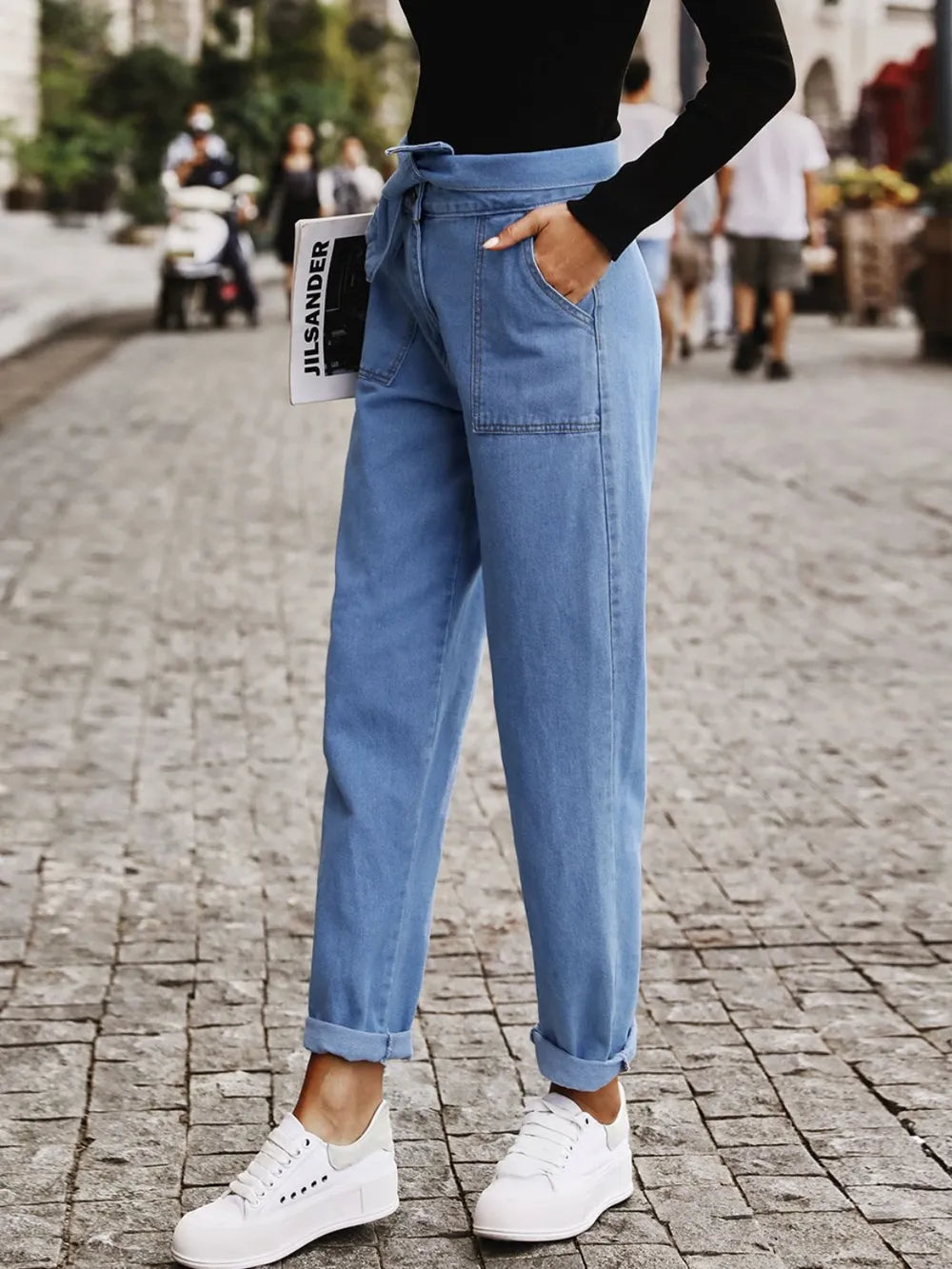 Tied Straight Jeans with Pockets – Trendsi | ClozArt