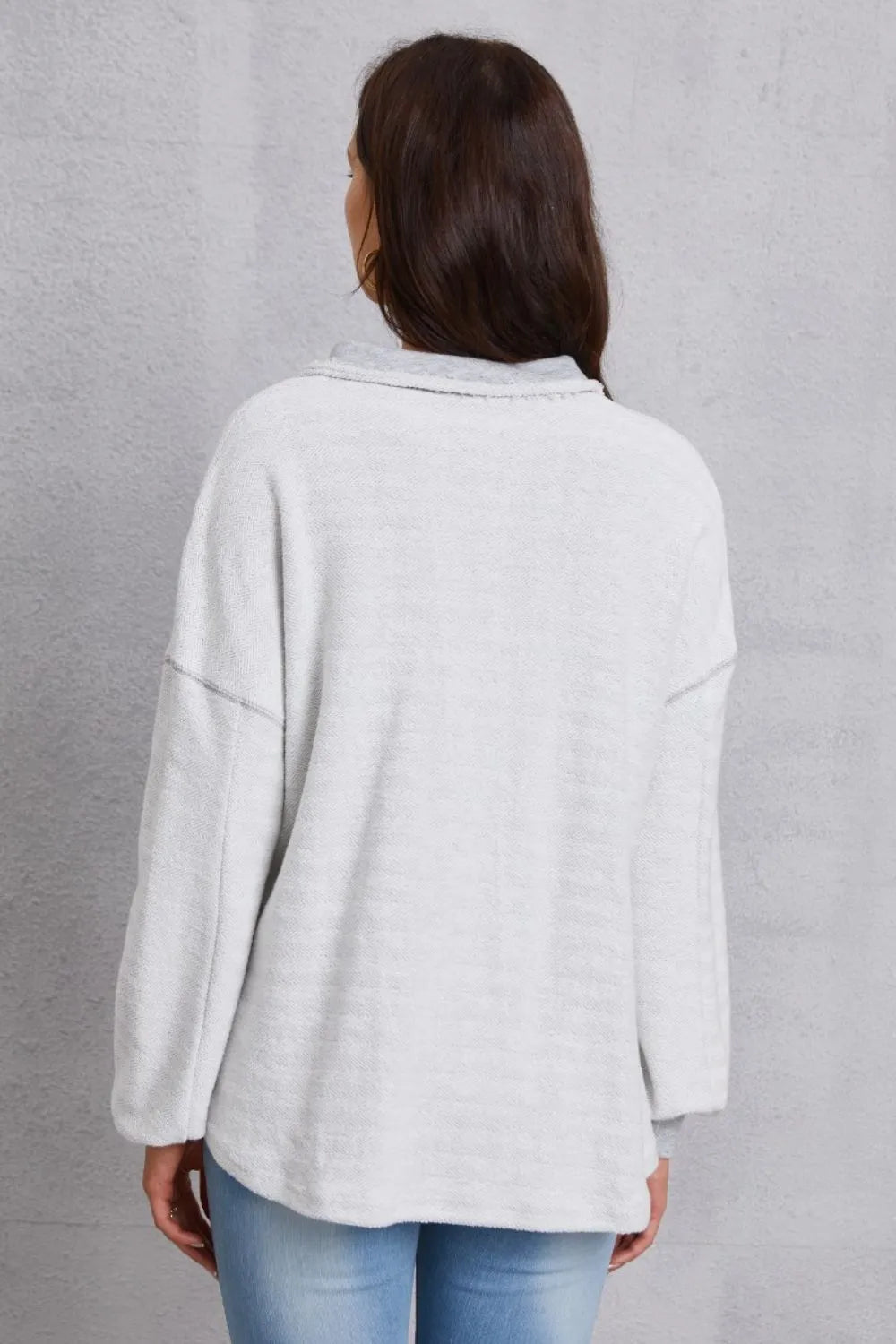 Half Button Dropped Shoulder Sweatshirt – Trendsi | ClozArt