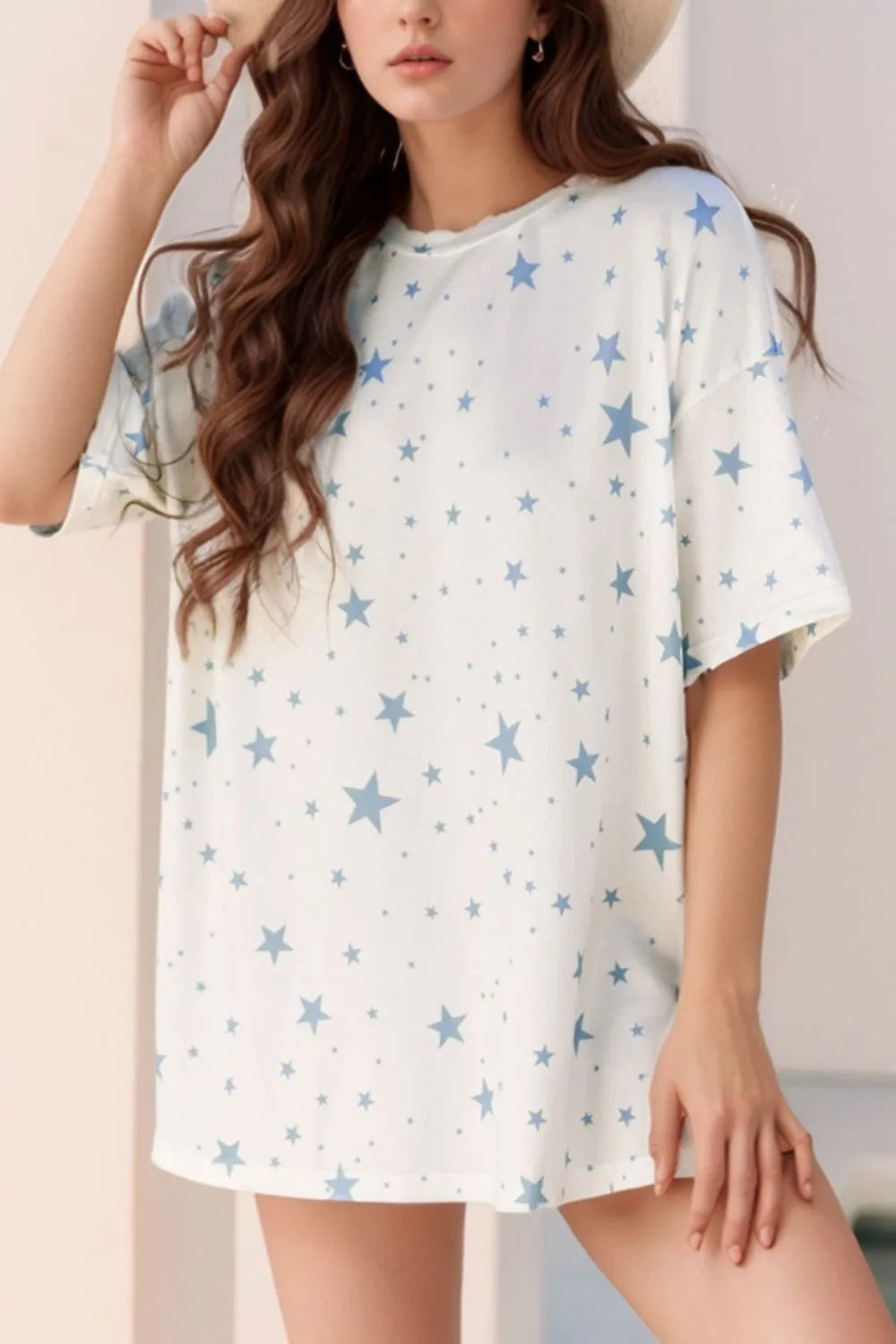 Stars Print Drop Shoulder Oversized T Shirt with Slits – Trendsi | ClozArt