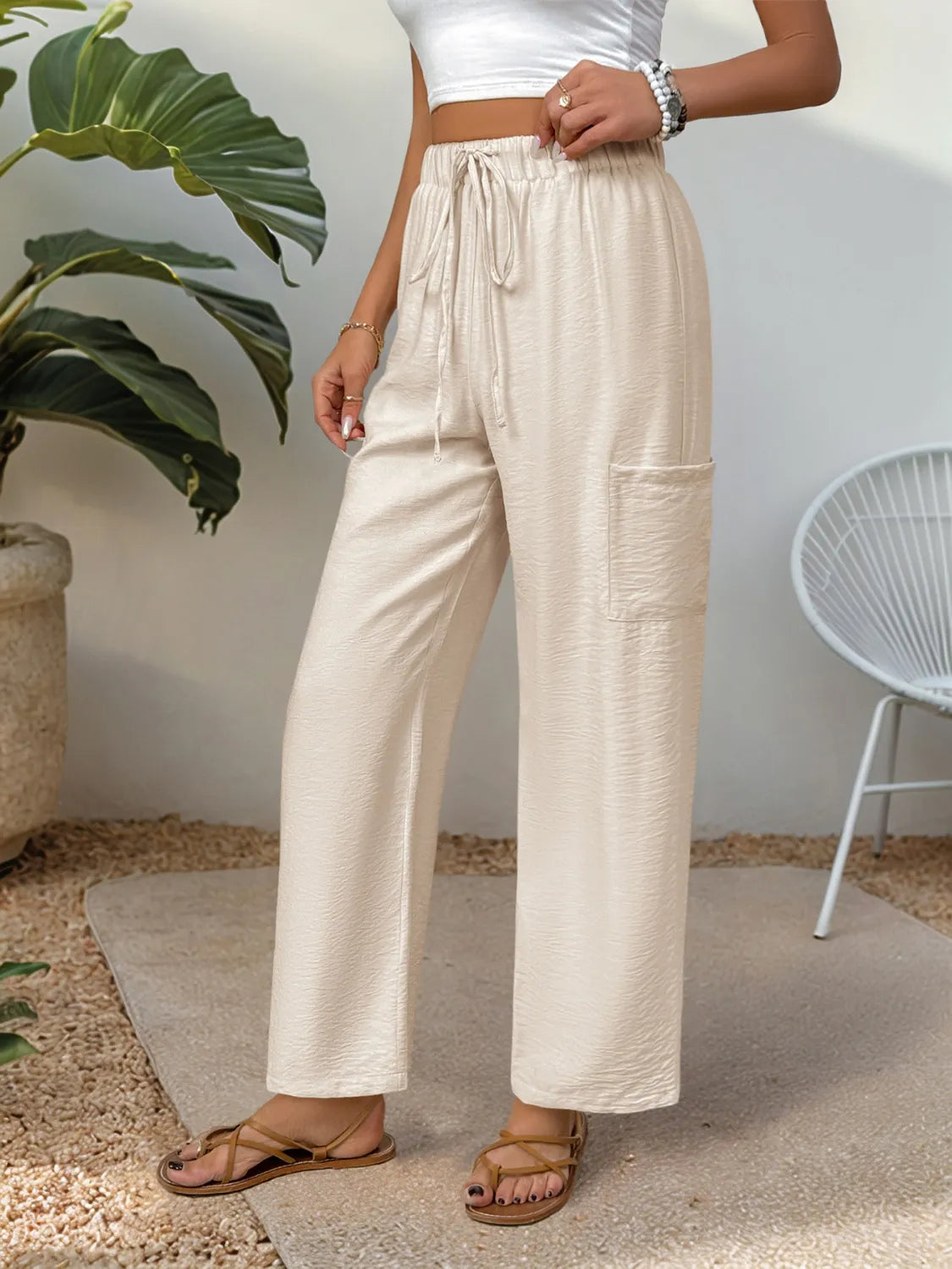 Drawstring Wide Leg Pants – Trendsi | ClozArt
