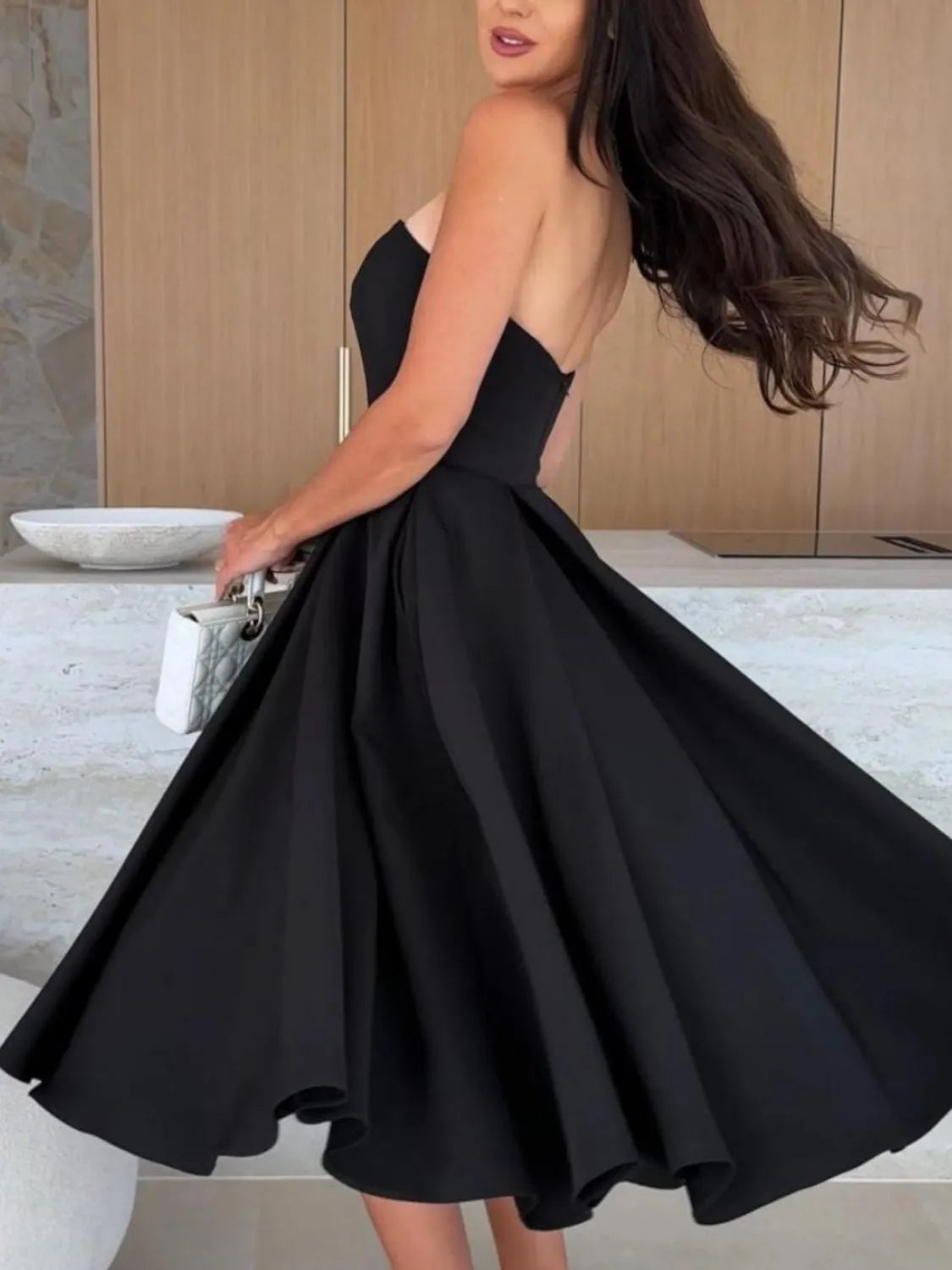 Solid Color Tube Midi Dress – Trendsi | ClozArt