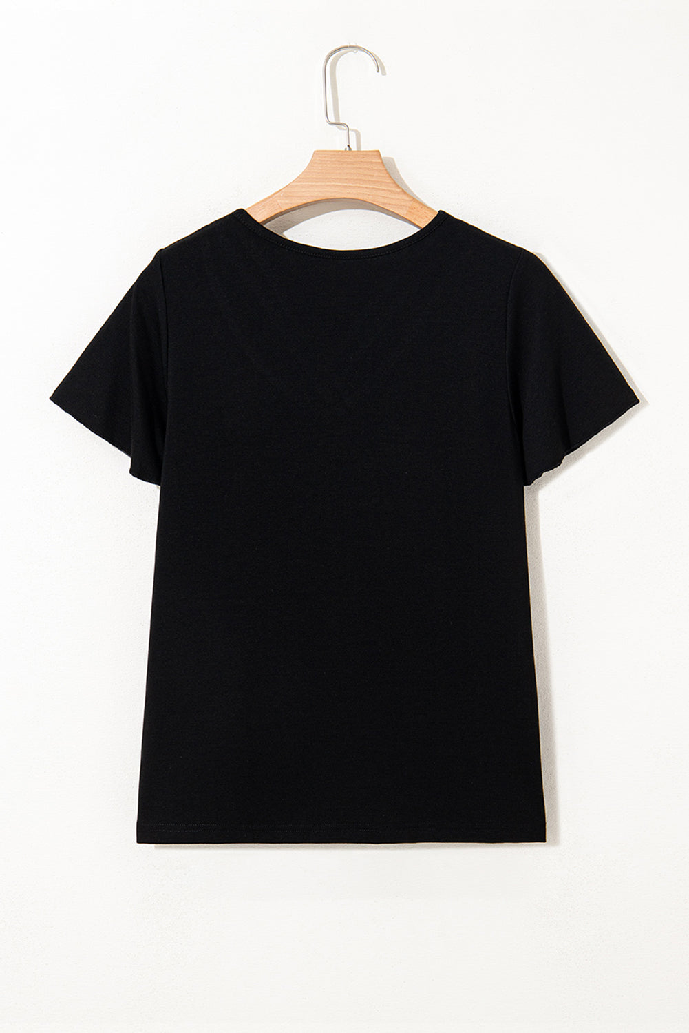 Mist Green Crisscross V Neck Flutter Sleeve T Shirt – Shewin | ClozArt