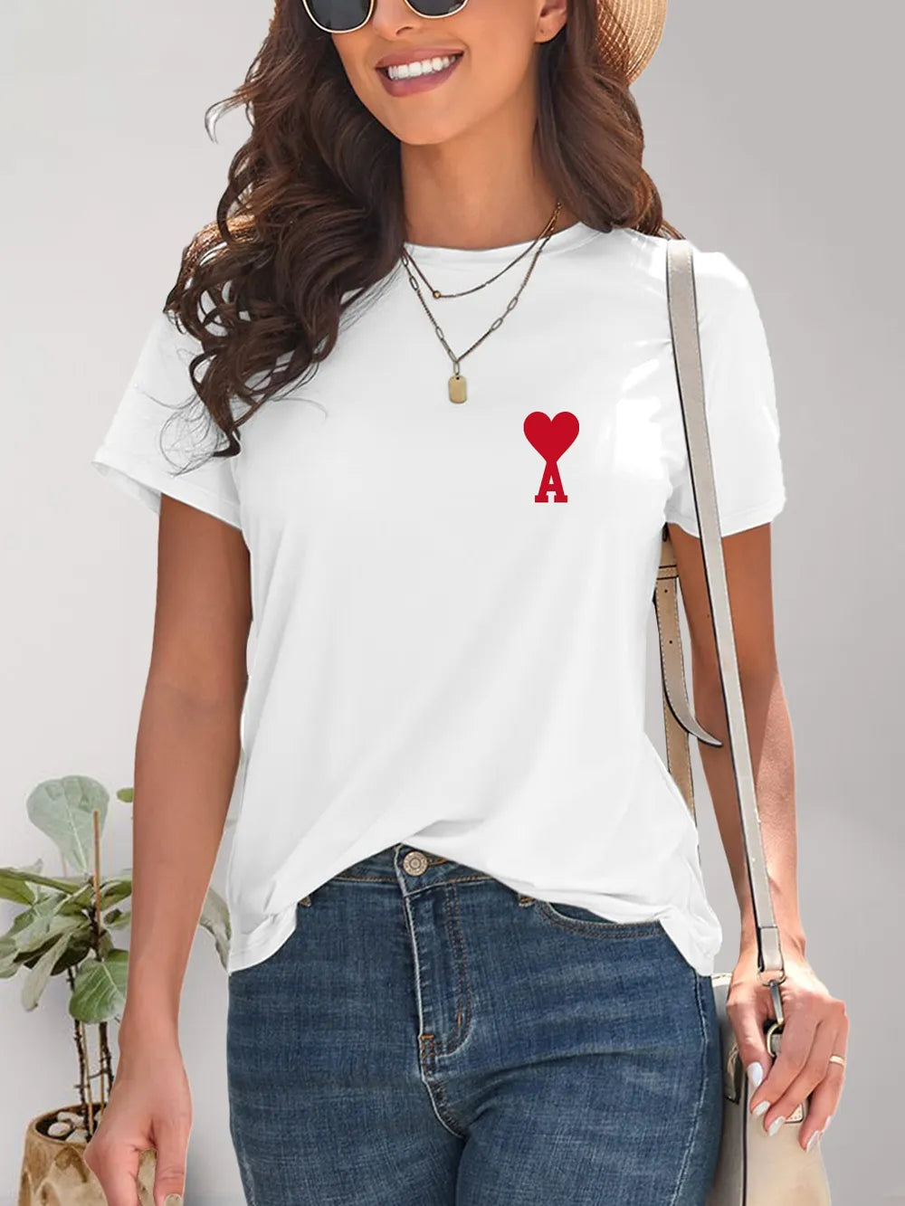 Heart Round Neck Short Sleeve T-Shirt – Trendsi | ClozArt