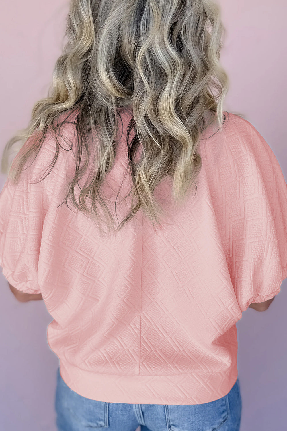Light Pink Puff Sleeve Zipper Pop of Color Neckline Blouse – Shewin | ClozArt