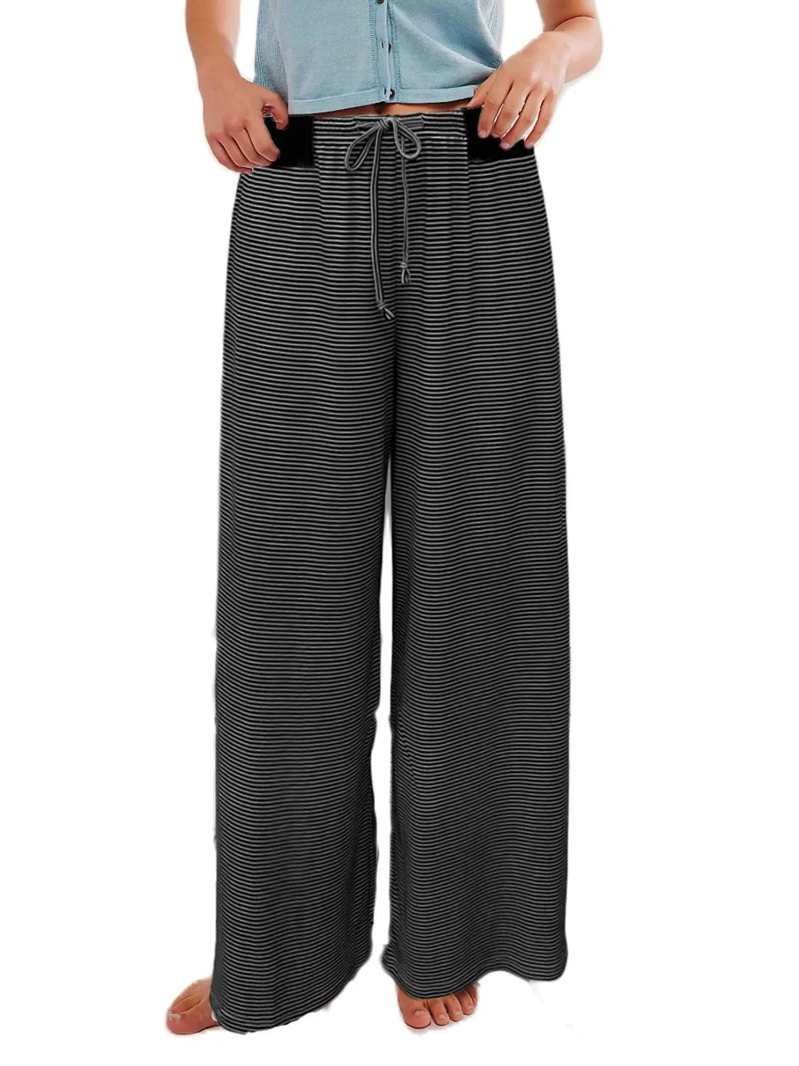 Drawstring Striped Wide Leg Pants – Trendsi | ClozArt