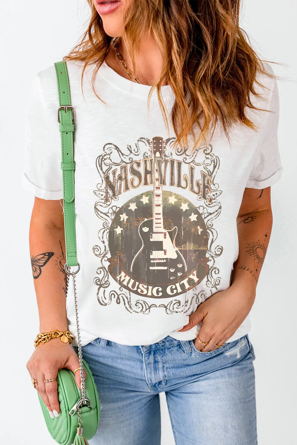 Guitar Graphic Round Neck Short Sleeve T-Shirt – Trendsi | ClozArt