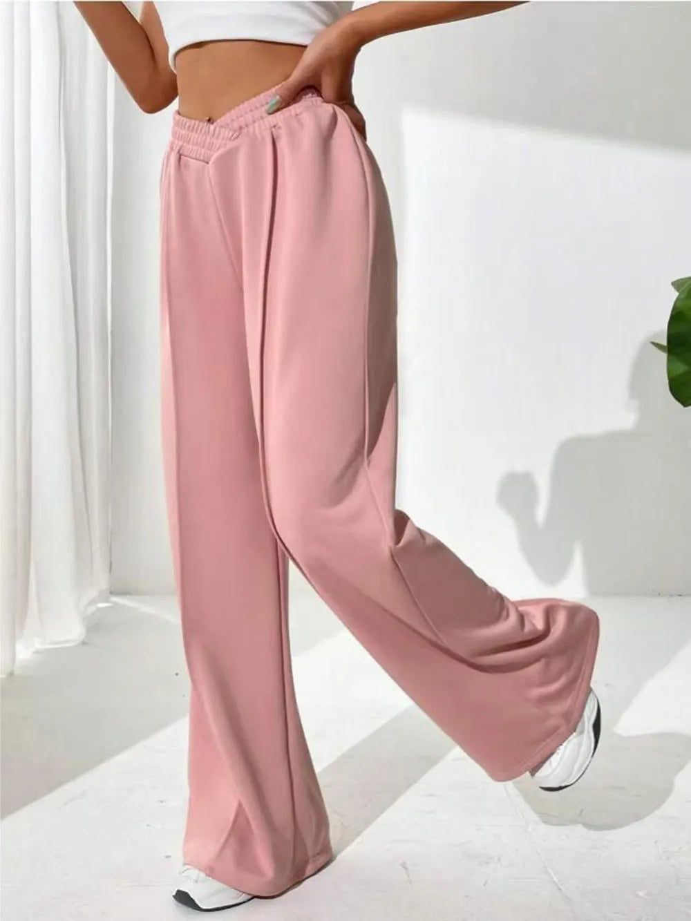 Elastic Waist Wide Leg Pants – Trendsi | ClozArt