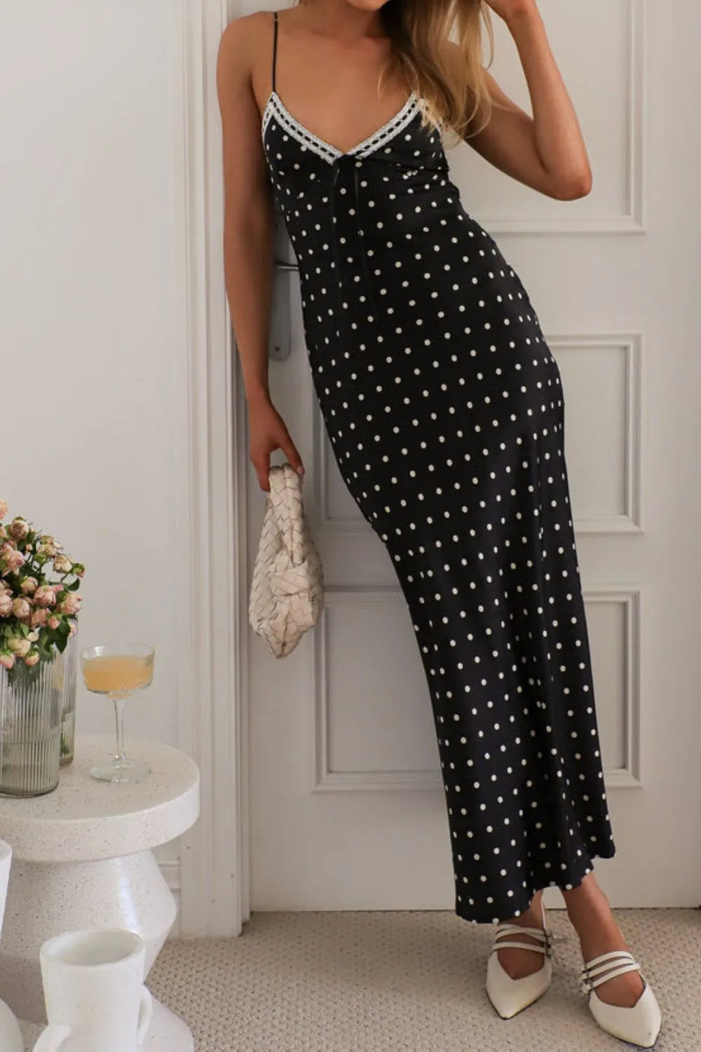 Polka Dot Square Neck Midi Cami Dress – Trendsi | ClozArt