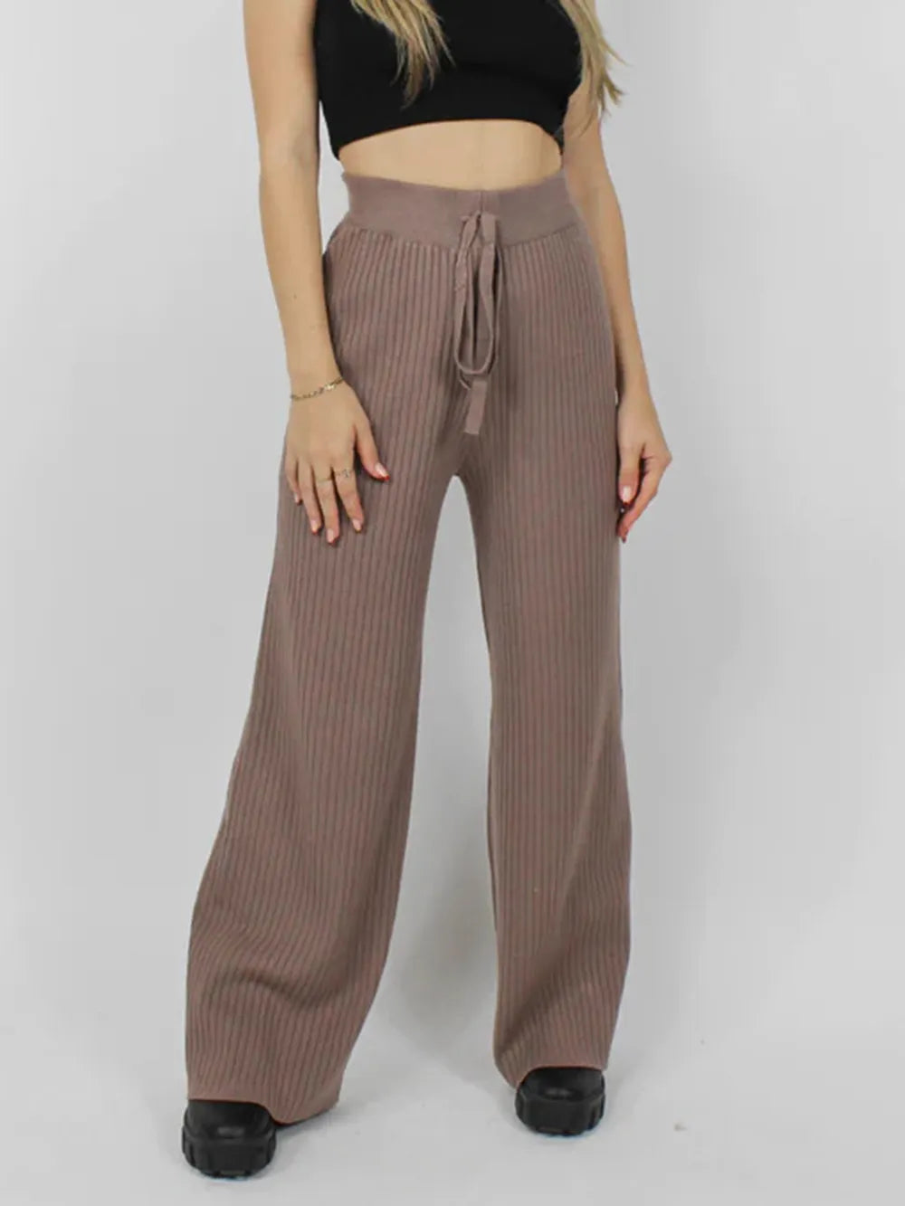 Ribbed Wide Leg Sweater Pants – Trendsi | ClozArt