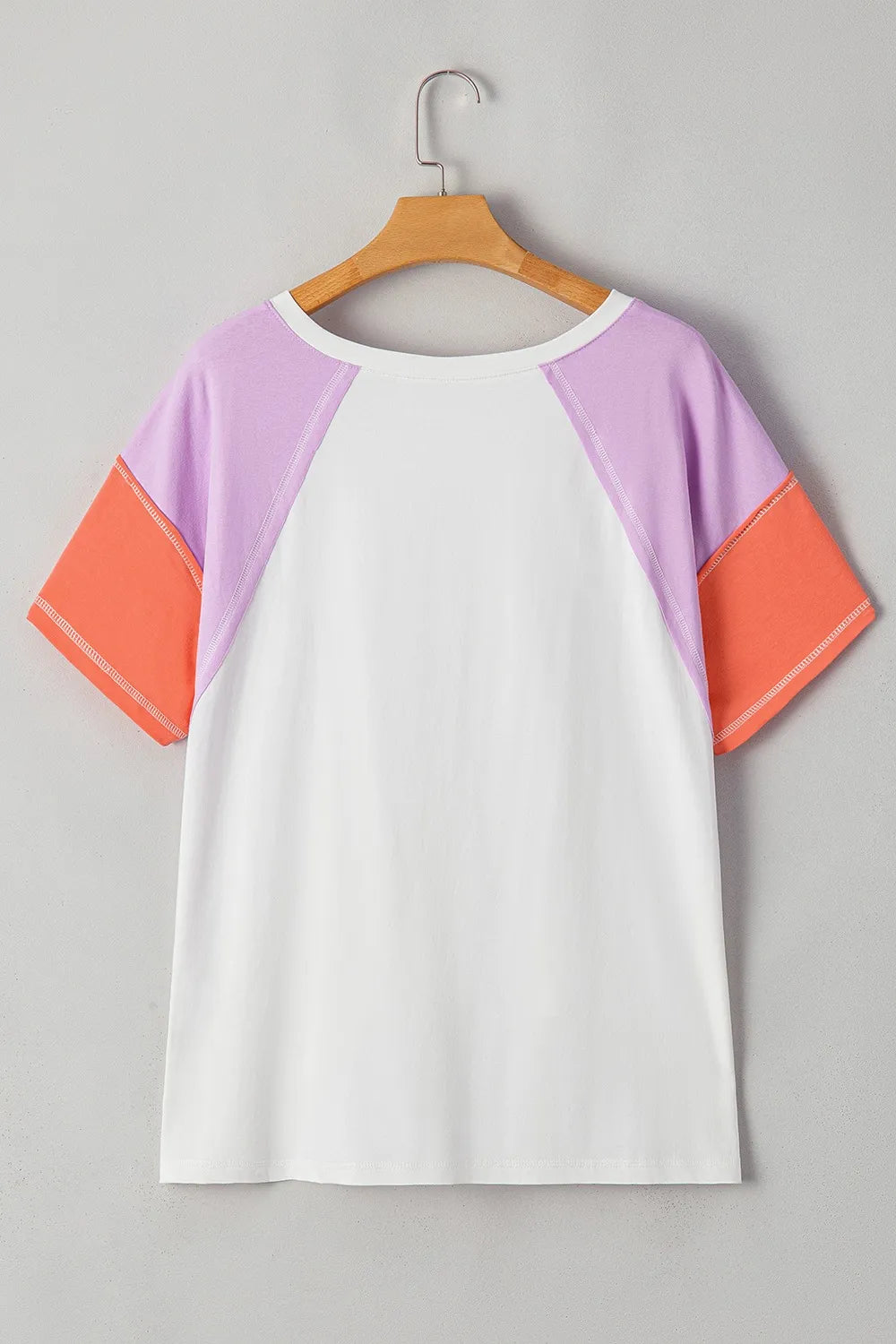 Color Block Patchwork V Neck Exposed Seam High Low T Shirt – Trendsi | ClozArt