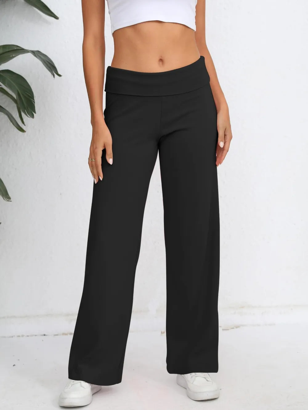 Elastic Waist Wide Leg Pants – Trendsi | ClozArt