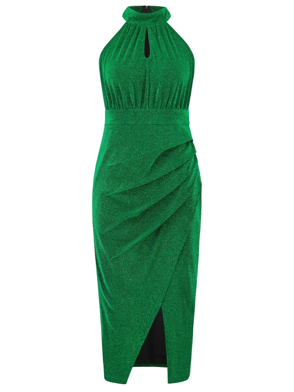 Slit Ruched Mock Neck Sleeveless Dress – Trendsi | ClozArt