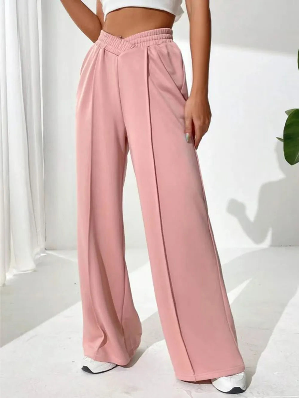 Elastic Waist Wide Leg Pants – Trendsi | ClozArt