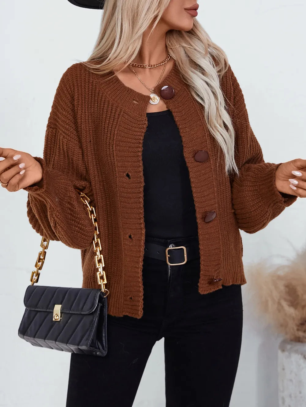 Button Down Long Sleeve Cardigan – Trendsi | ClozArt