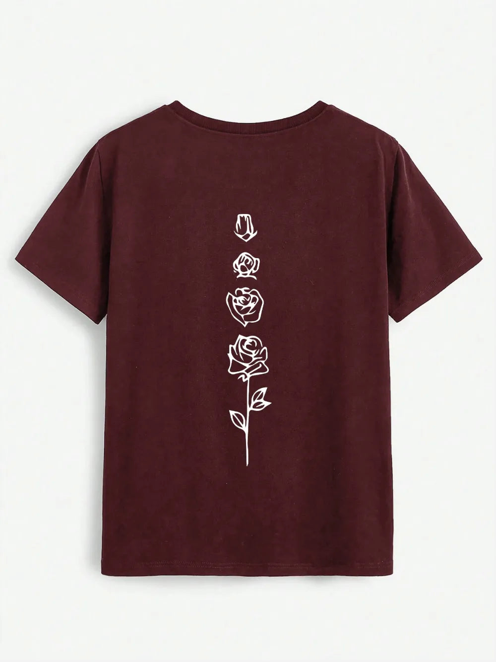 Rose Round Neck Short Sleeve T-Shirt – Trendsi | ClozArt