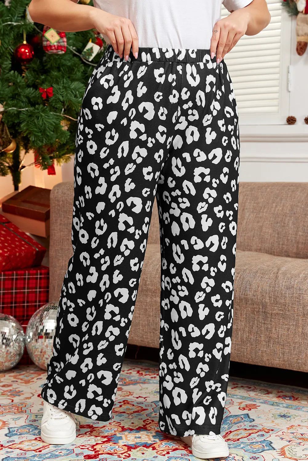 Plus Size Leopard Elastic Waist Pants – Trendsi | ClozArt