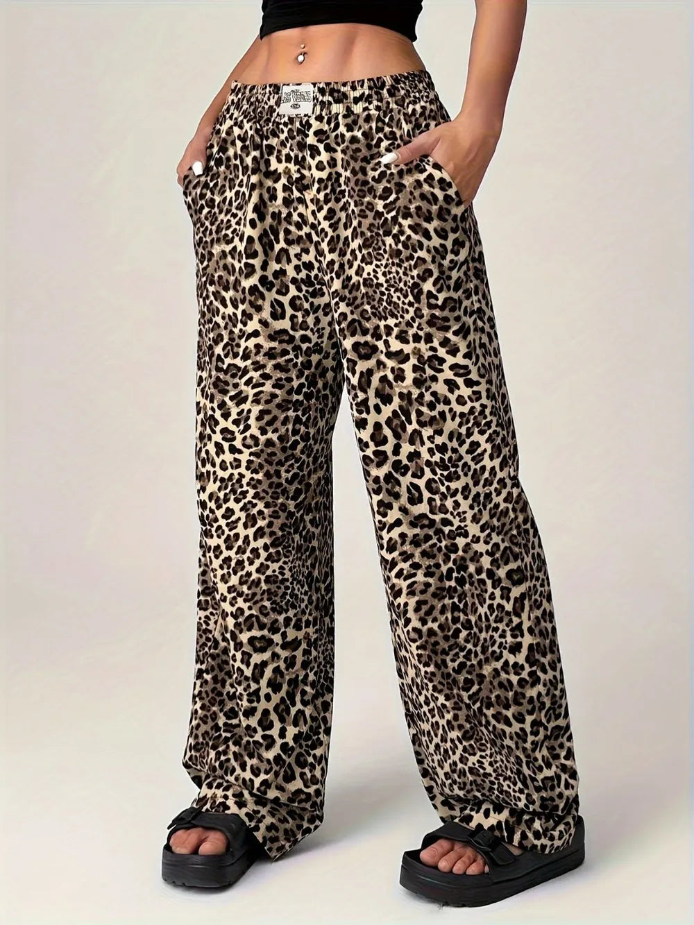 Leopard Wide Leg Pants with Pockets – Trendsi | ClozArt