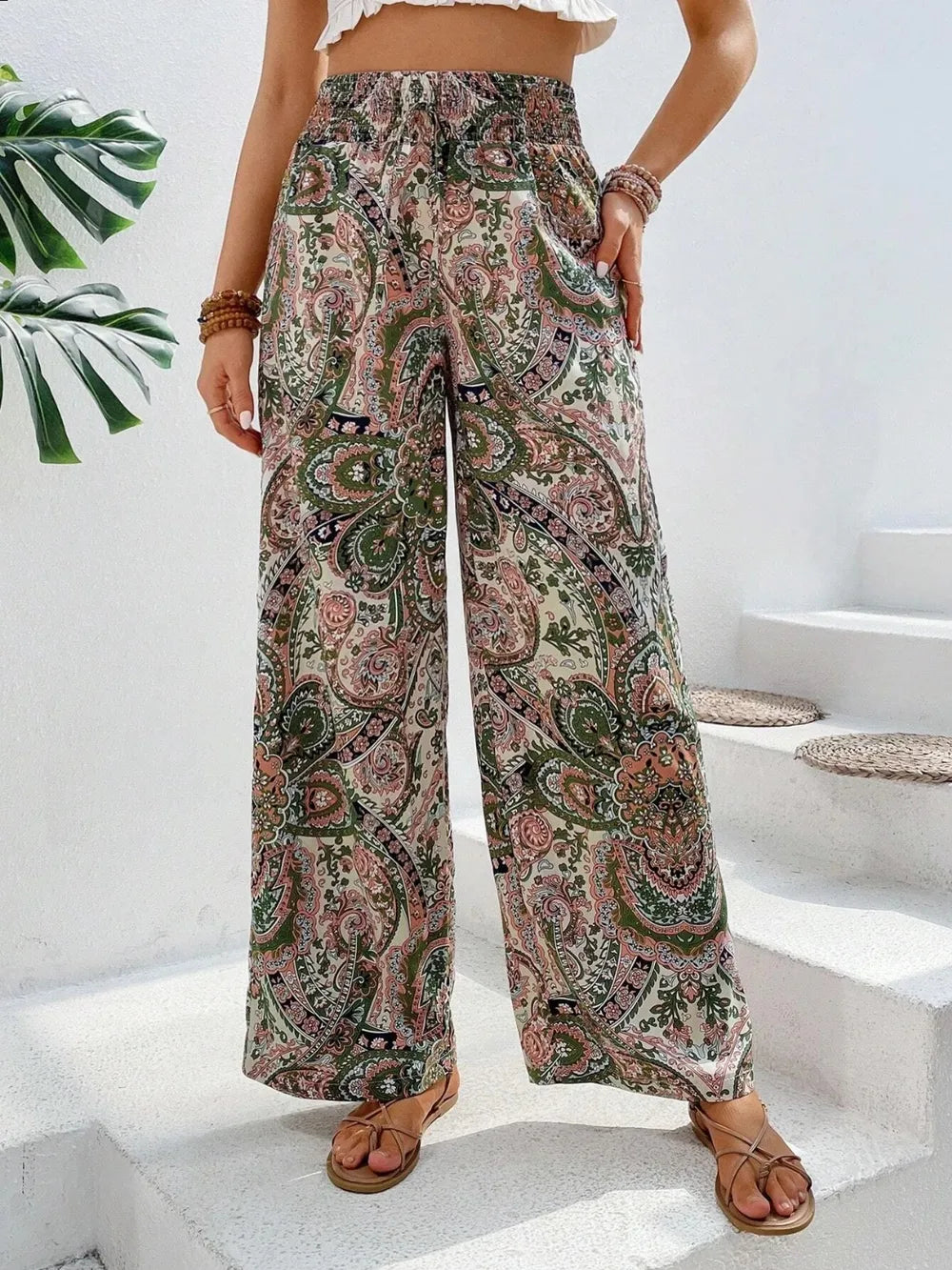 Printed Wide Leg Pants – Trendsi | ClozArt
