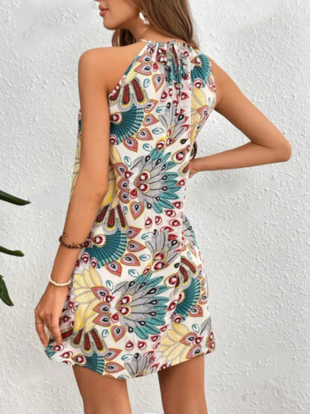 Printed Grecian Neck Mini Dress – Trendsi | ClozArt