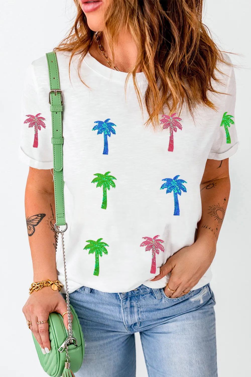 Coconut Palm Round Neck Short Sleeve T-Shirt – Trendsi | ClozArt