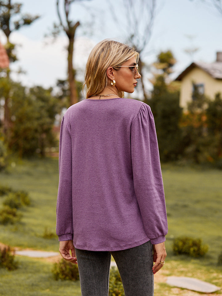Puff Sleeve Ruffle Trim Blouse – Trendsi | ClozArt