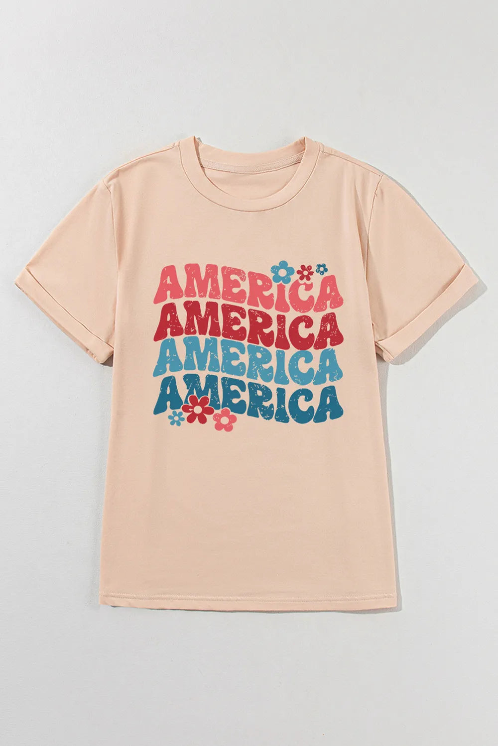 AMERICA Round Neck Short Sleeve T-Shirt – Trendsi | ClozArt