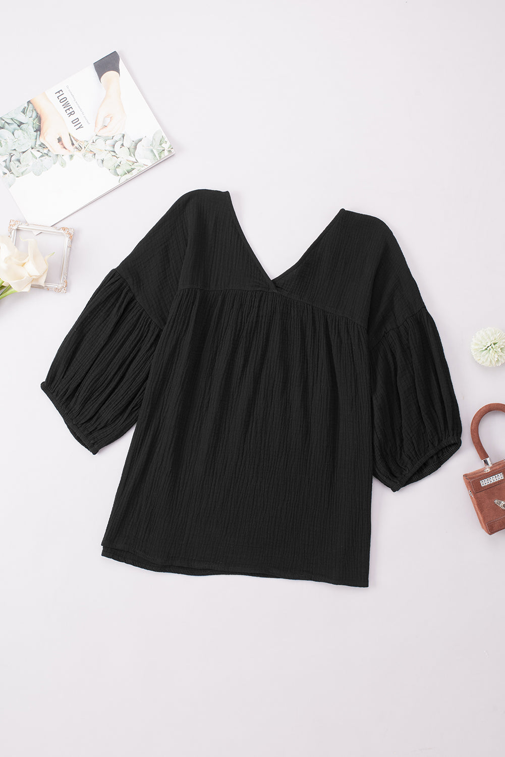 Dropped Shoulder V-Neck Blouse – Trendsi | ClozArt