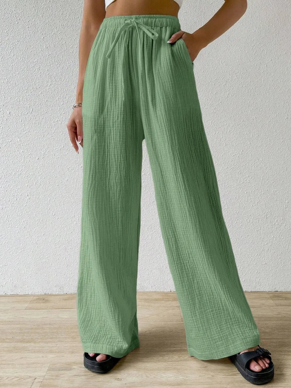 Drawstring Wide Leg Pants – Trendsi | ClozArt